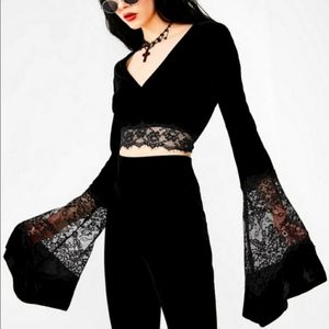 Velvet v-neck crop top